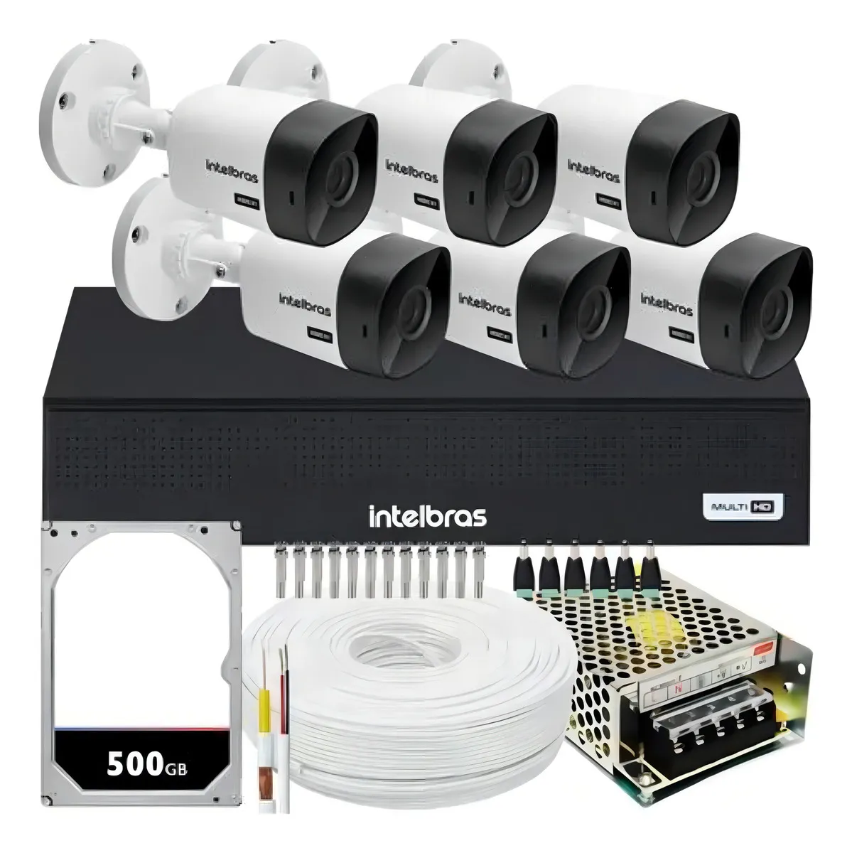 Kit DVR-6 Câmeras HD 500GB & Central De Controle